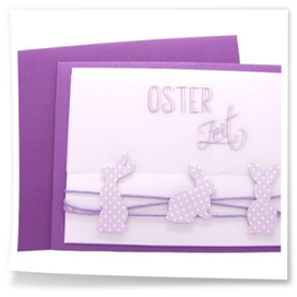 Lila Osterkarte mit Hasen