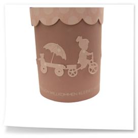 Runde dose mit Mädchenmotiv